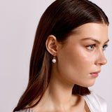 Sylvie Freshwater Pearl Drop Hoops - Silver