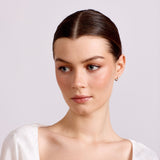 Ada - Pearl and Crystal Mini Hoops - Silver