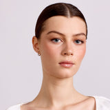 Ada - Pearl and Crystal Mini Hoops - Silver