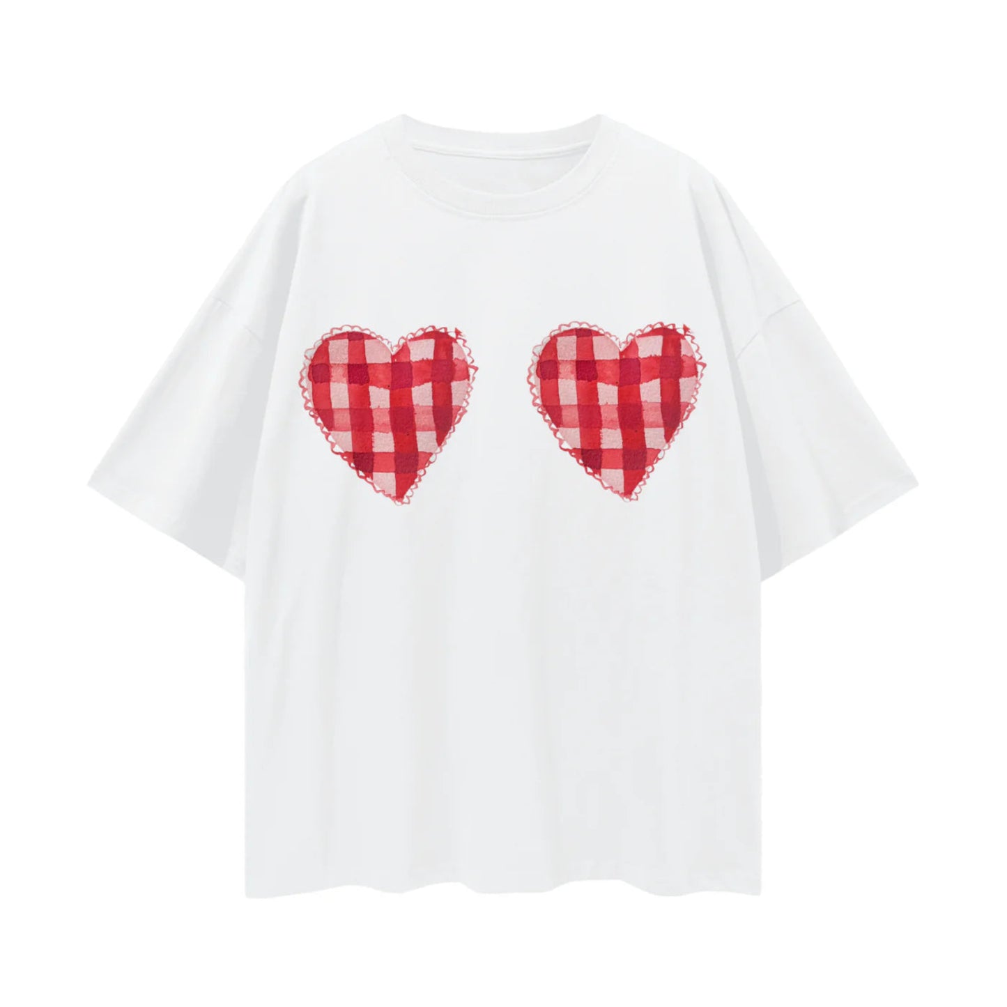Gingham Hearts Oversize Tee