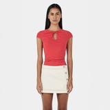 Rina Keyhole Tee - Tango Red
