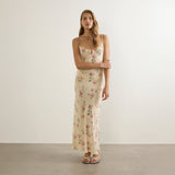 Anne Tie Slip Maxi Dress - Yellow Floral
