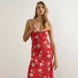 Anne Tie Slip Maxi Dress - Red