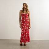 Anne Tie Slip Maxi Dress - Red