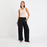 Instinctive Black Recycled Stretch Back Wide Leg Pant