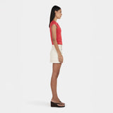 Rina Keyhole Tee - Tango Red