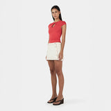 Rina Keyhole Tee - Tango Red