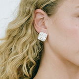 Baby Cushion Earrings - White Gold
