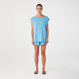 Poppy Tie Side Top - Cyan
