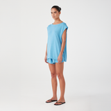Poppy Tie Side Top - Cyan