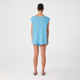 Poppy Tie Side Top - Cyan