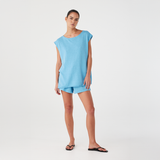 Poppy Tie Side Top - Cyan