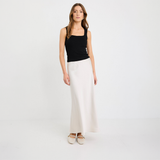 Prodigy Satin Bias Maxi Skirt - Pearl