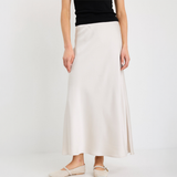 Prodigy Satin Bias Maxi Skirt - Pearl