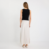 Prodigy Satin Bias Maxi Skirt - Pearl