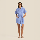 Towelling Mini Robe - Cornflower
