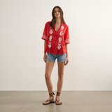 Sardine Embroidered Blouse - Red