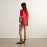 Sardine Embroidered Blouse - Red