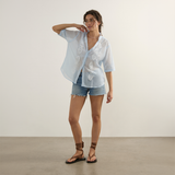 Sardine Embroidered Blouse - Sky Blue