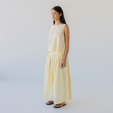 Shell Buttons Linen Top - Lemon