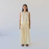 Shell Buttons Linen Top - Lemon