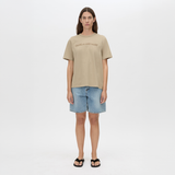 Tia Flocking Logo Tee - Sepia