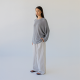 Cotton Wide Leg Pant - Oyster