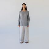 Cotton Wide Leg Pant - Oyster