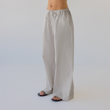 Cotton Wide Leg Pant - Oyster
