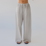 Cotton Wide Leg Pant - Oyster